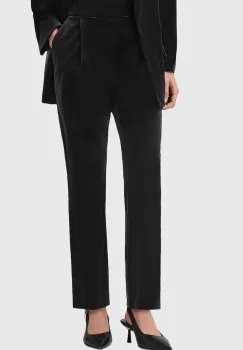 AllSaints pantaloni de catifea culoarea negru, mulata, high waist, W065QD imagine