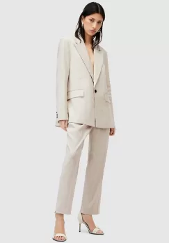 AllSaints pantaloni de in pentru copii WHITNEY TROUSER culoarea bej, drept, medium waist, W017QA imagine