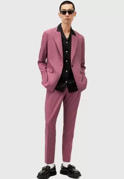 AllSaints pantaloni din lana AURA culoarea roz, drept, M002QA imagine