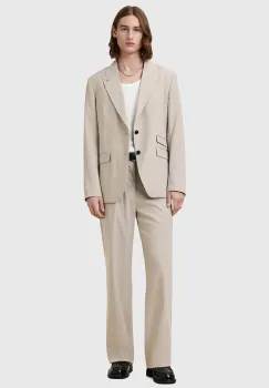 AllSaints pantaloni din lana GALLOW culoarea bej, drept, M022QC imagine
