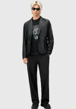 AllSaints pantaloni HALLA barbati, culoarea negru, drept, M024TB imagine