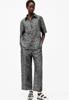 AllSaints pantaloni JEMI femei, culoarea argintiu, lat, medium waist, W052TB imagine