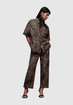 AllSaints pantaloni JEMI LEPPO femei, culoarea negru, lat, high waist imagine