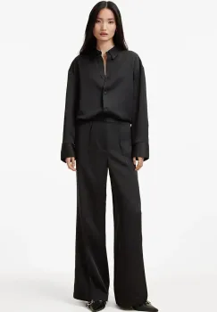 AllSaints pantaloni MYRTLE femei, culoarea negru, lat, medium waist, W031TB imagine