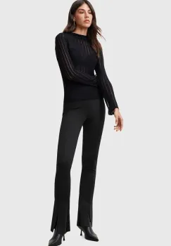 AllSaints pantaloni RYLA femei, culoarea negru, evazati, high waist, W025TC imagine