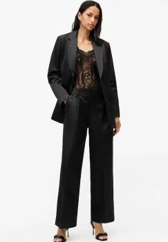 AllSaints pantaloni SAE femei, culoarea negru, lat, medium waist, W029QB imagine