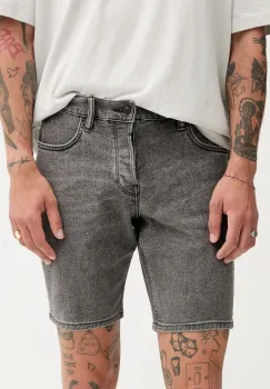 AllSaints pantaloni scurti jeans SWITCH culoarea gri, M048TC imagine