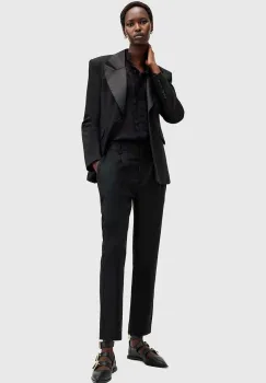 AllSaints pantaloni SISTER femei, culoarea negru, fason tigareta, medium waist, W004QB imagine