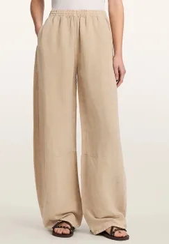 AllSaints  pantaloni wide leg pentru femei cu amestec de in JETT imagine