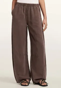 AllSaints pantaloni wide leg pentru femei, cu amestec de in JETT imagine