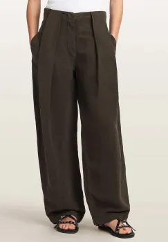AllSaints  pantaloni wide leg pentru femei cu amestec de in PHI imagine