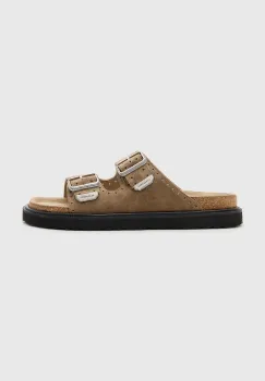 AllSaints papuci din piele Randal Sandal culoarea maro, M002FC imagine