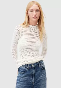 AllSaints pulover AVRIL femei, culoarea alb, cu turtleneck imagine