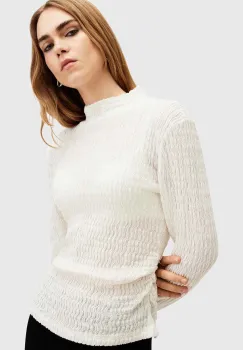 AllSaints pulover CONNIE FRANCESCO femei, culoarea alb, cu turtleneck, W190JB imagine