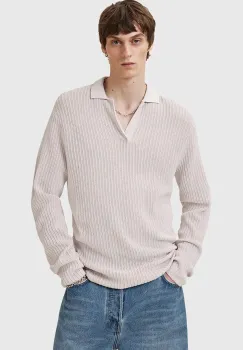 AllSaints pulover de bumbac THOMA culoarea bej, light, M030KC imagine