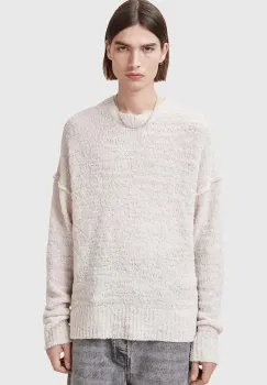 AllSaints pulover de lana CHILLION barbati, culoarea alb, M028KC imagine