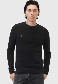 AllSaints pulover de lana IVAR MERINO CREW barbati, culoarea negru, M087KB imagine