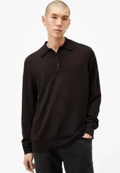 AllSaints pulover de lana KILBURN barbati, culoarea maro, light, M091KB imagine