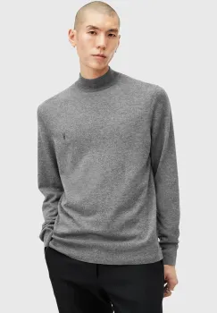 AllSaints pulover de lana KILBURN MOCK barbati, culoarea negru, cu turtleneck, M030KA imagine