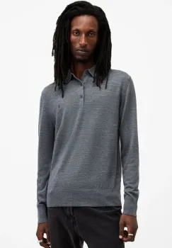 AllSaints pulover de lana MODE MERINO barbati, culoarea albastru marin, light, M085KB imagine