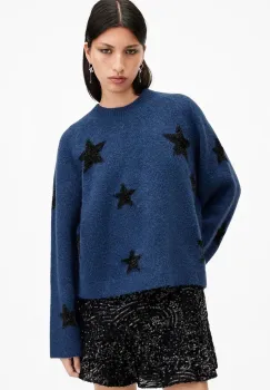 AllSaints pulover de lana STARLET femei, culoarea albastru marin, W136KB imagine