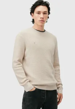 AllSaints pulover din amestec de lana ASPEN CREW barbati, culoarea gri, M089KB imagine