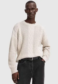 AllSaints pulover din amestec de lana culoarea bej, M031KD imagine