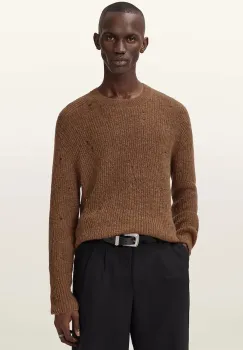 AllSaints pulover din amestec de lana culoarea maro, M028KD imagine
