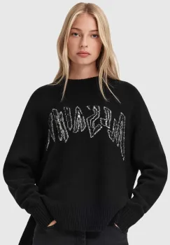 AllSaints pulover din amestec de lana culoarea negru, W071KD imagine