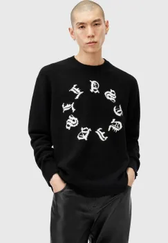 AllSaints pulover din amestec de lana SCRIPTURE barbati, culoarea negru, M064KB imagine