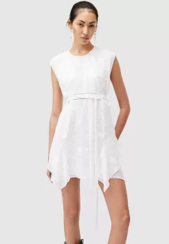 AllSaints rochie AUDRINA EMB DRESS culoarea alb, mini, evazati, W179DA imagine