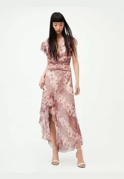 AllSaints rochie BREA CASCADE maxi, mulata imagine