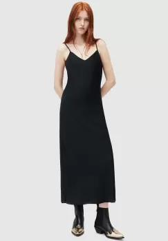 AllSaints rochie Bryony culoarea negru, midi, drept imagine
