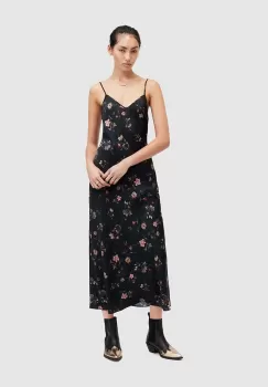 AllSaints rochie Bryony Tanana culoarea negru, midi, drept imagine