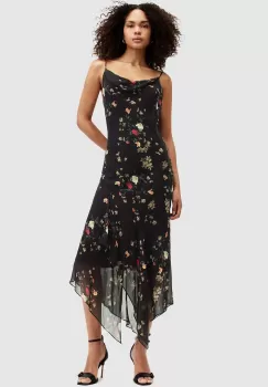 AllSaints rochie CHARLOTTE KORA culoarea negru, midi, evazati, W035DA imagine