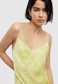 AllSaints rochie culoarea galben, midi, mulata imagine