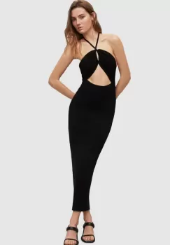 AllSaints rochie culoarea negru, maxi, mulata imagine