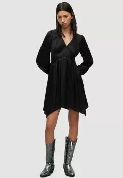 AllSaints rochie culoarea negru, mini, evazati imagine