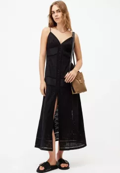AllSaints rochie DAHLIA EMB DRESS culoarea alb, maxi, drept, W083DA imagine