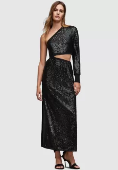 AllSaints rochie Daisy culoarea negru, maxi, drept imagine