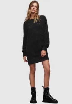 AllSaints rochie Dazzle culoarea negru, mini, oversize imagine