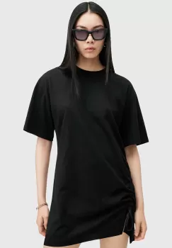 AllSaints rochie din bumbac NAENIA culoarea negru, mini, drept, W276DB imagine