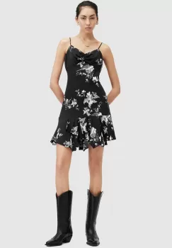 AllSaints rochie ERICA IONA DRESS culoarea negru, mini, evazati, W004DA imagine
