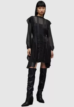 AllSaints rochie Fleur culoarea negru, mini, evazati imagine