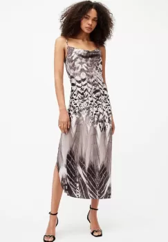 AllSaints rochie HADLEY SIERRA DRESS culoarea alb, midi, drept, W168DA imagine