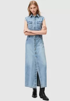 AllSaints rochie jeans BLAIR DENIM DRESS maxi, drept, W183DA imagine