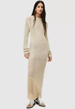 AllSaints rochie JESSE DRESS culoarea maro, maxi, mulata, WD596Z imagine