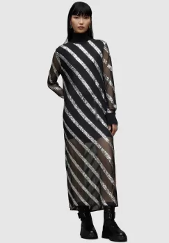 AllSaints rochie Juela culoarea negru, midi, drept imagine