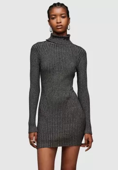AllSaints rochie Juliette culoarea argintiu, mini, mulata imagine