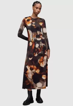 AllSaints rochie Katlyn culoarea maro, maxi, drept imagine